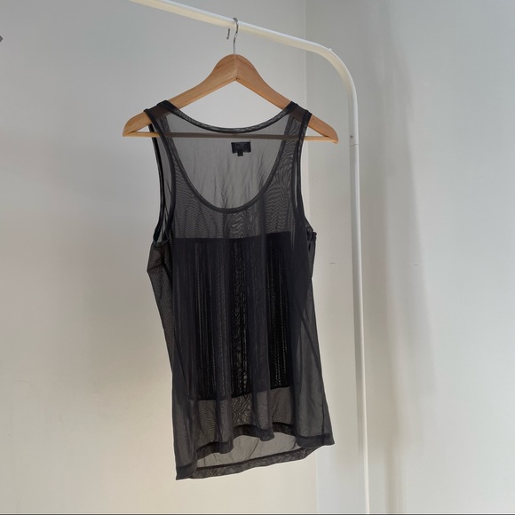 Cheap Monday Grey Sheer Hanna Tank with Fringe Panel Size M - Picture 3 of 6